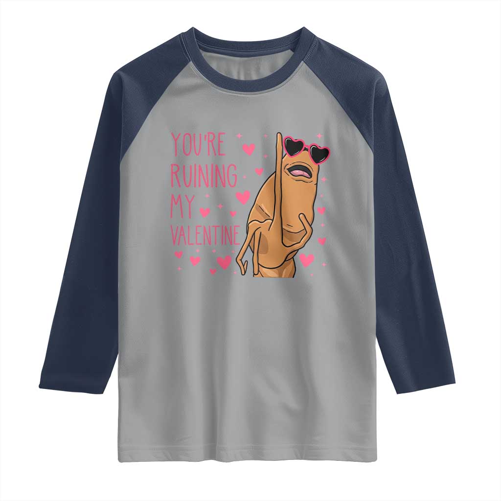 Marcus The Worm Meme Raglan Shirt Funny Anti Valentines Day TS14 Sport Gray Navy Print Your Wear