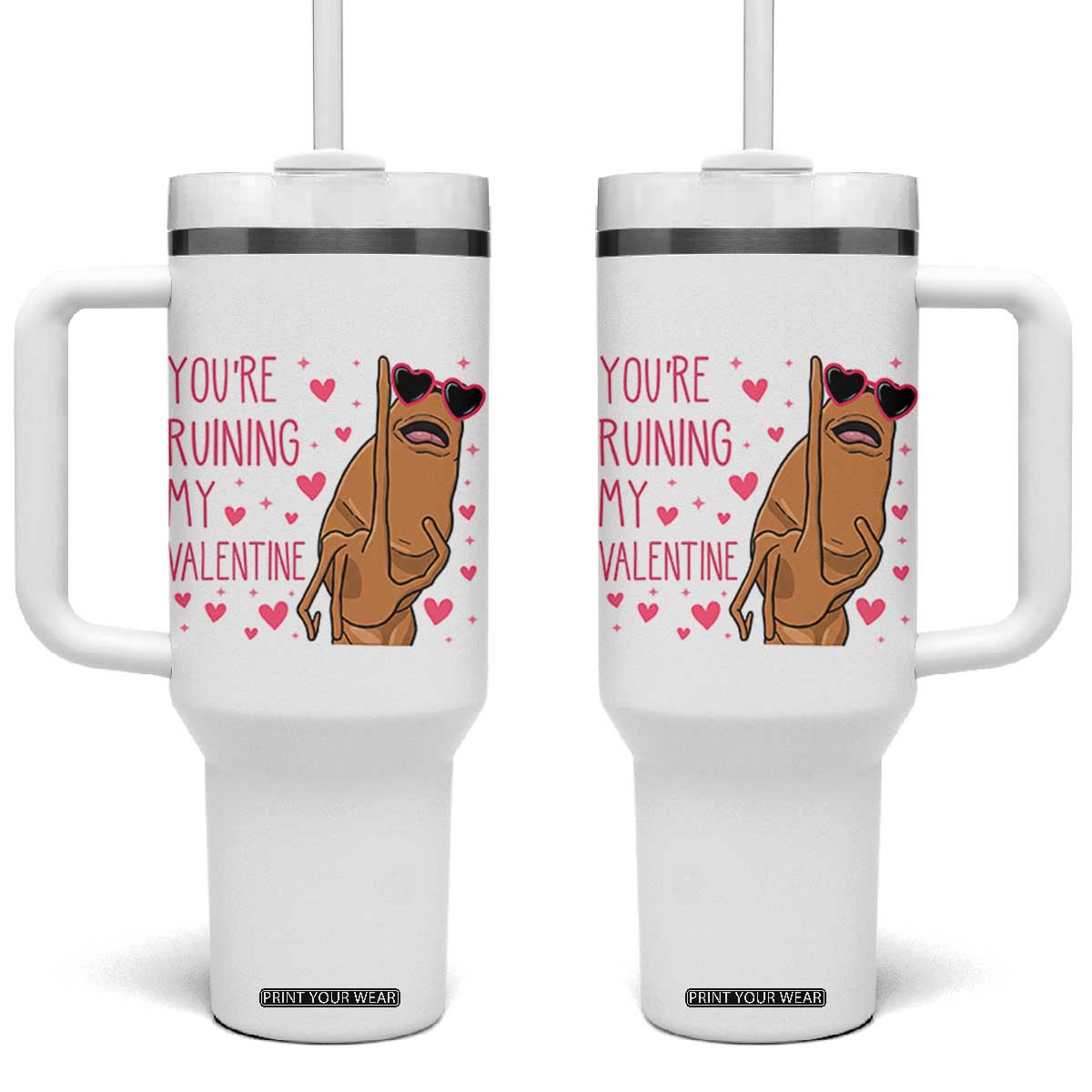 Marcus The Worm Meme Tumbler With Handle Funny Anti Valentines Day TS14 One Size: 40 oz White Print Your Wear