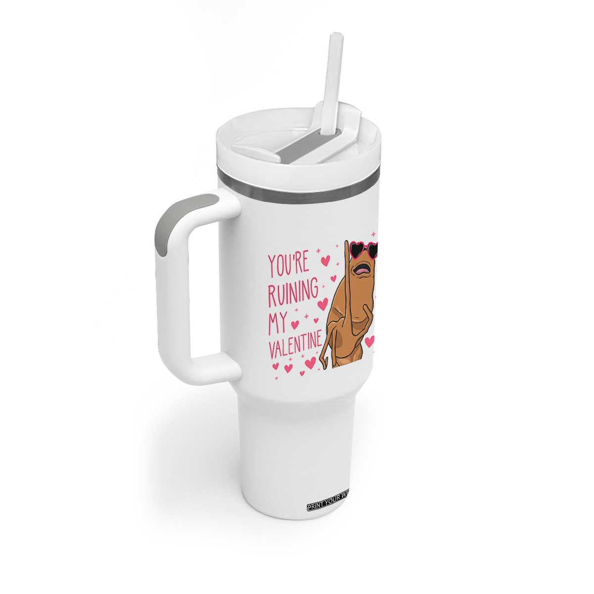 Marcus The Worm Meme Tumbler With Handle Funny Anti Valentines Day TS14 Print Your Wear