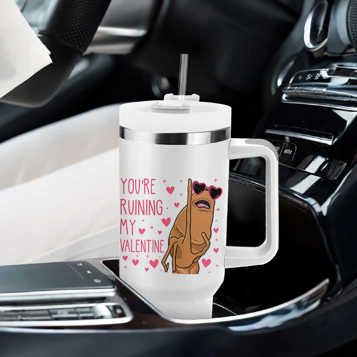 Marcus The Worm Meme Tumbler With Handle Funny Anti Valentines Day TS14 Print Your Wear