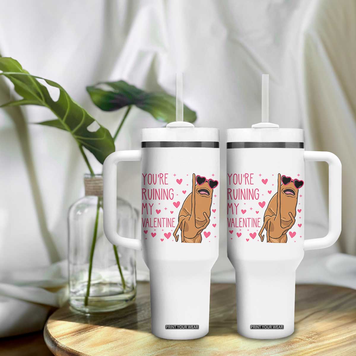 Marcus The Worm Meme Tumbler With Handle Funny Anti Valentines Day TS14 Print Your Wear