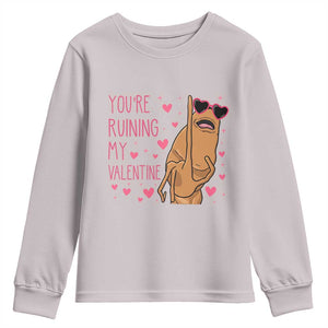 Marcus The Worm Meme Youth Sweatshirt Funny Anti Valentines Day TS14 Ice Gray Print Your Wear