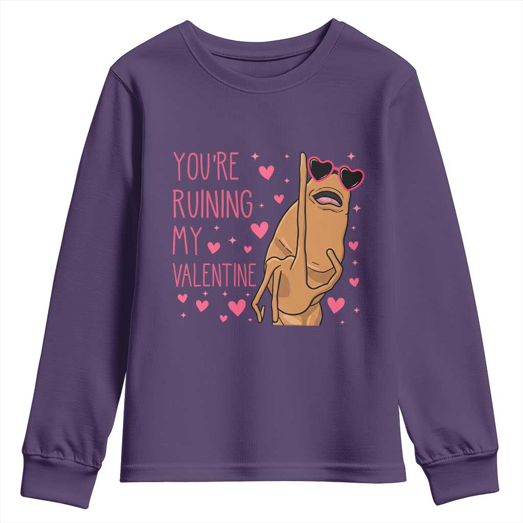 Marcus The Worm Meme Youth Sweatshirt Funny Anti Valentines Day TS14 Purple Print Your Wear