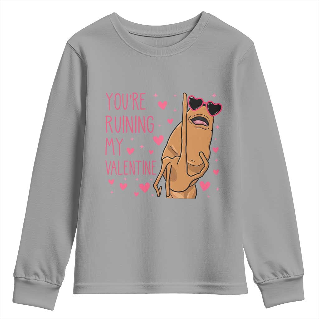 Marcus The Worm Meme Youth Sweatshirt Funny Anti Valentines Day TS14 Sport Gray Print Your Wear