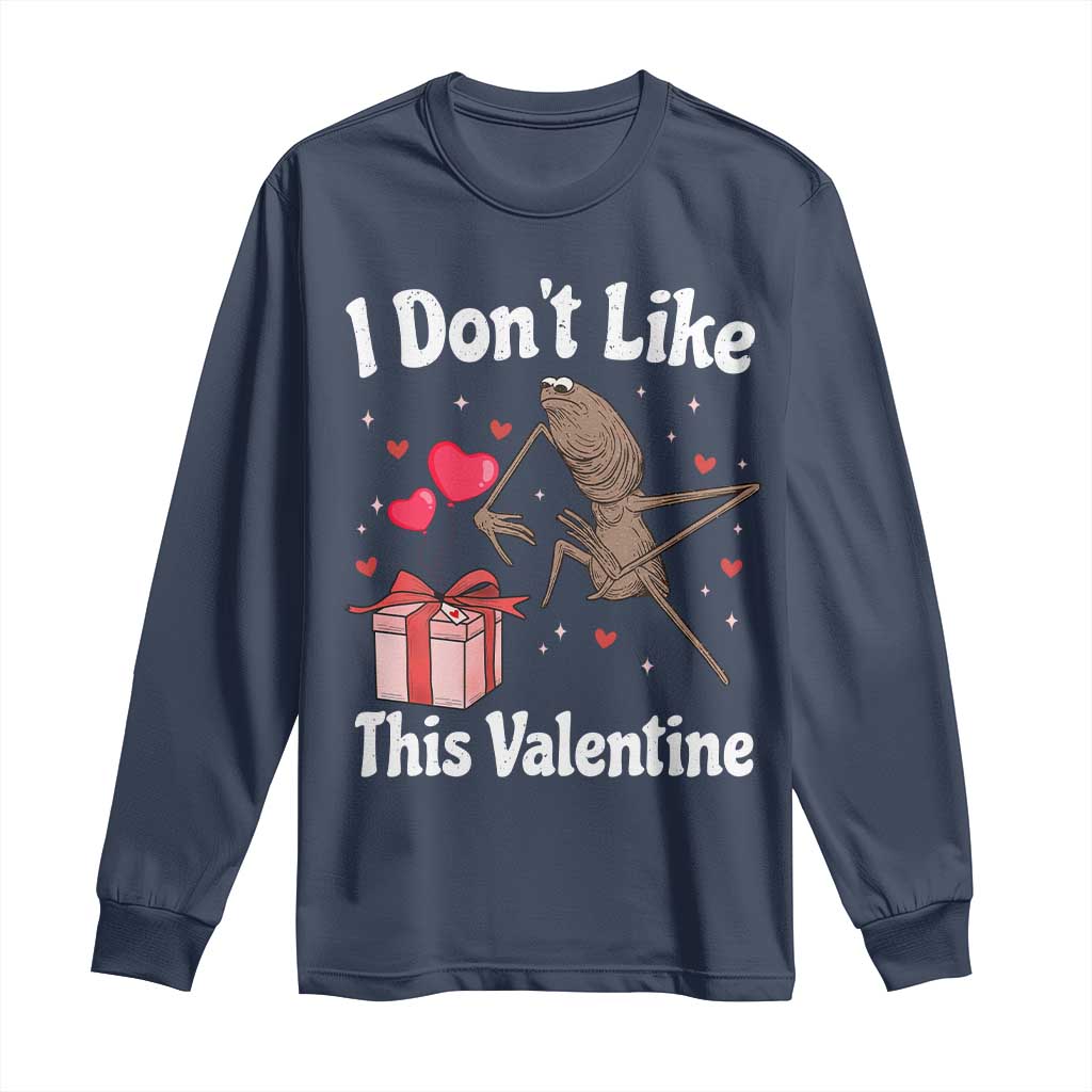 Marcus The Worm Meme Long Sleeve Shirt Funny Anti Valentines Day Sarcastic TS14 Navy Print Your Wear