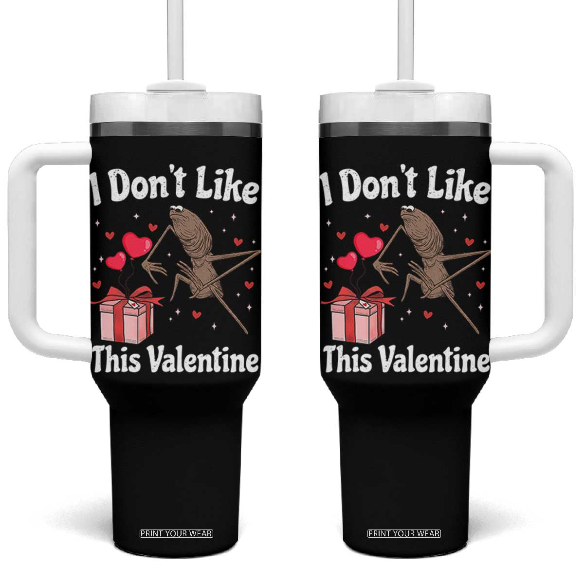 Marcus The Worm Meme Tumbler With Handle Funny Anti Valentines Day Sarcastic TS14 One Size: 40 oz Black Print Your Wear