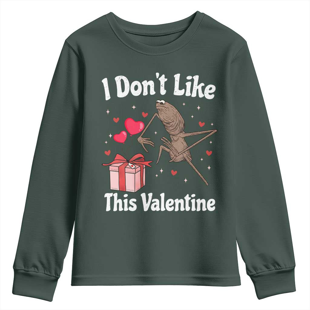 Marcus The Worm Meme Youth Sweatshirt Funny Anti Valentines Day Sarcastic TS14 Dark Forest Green Print Your Wear