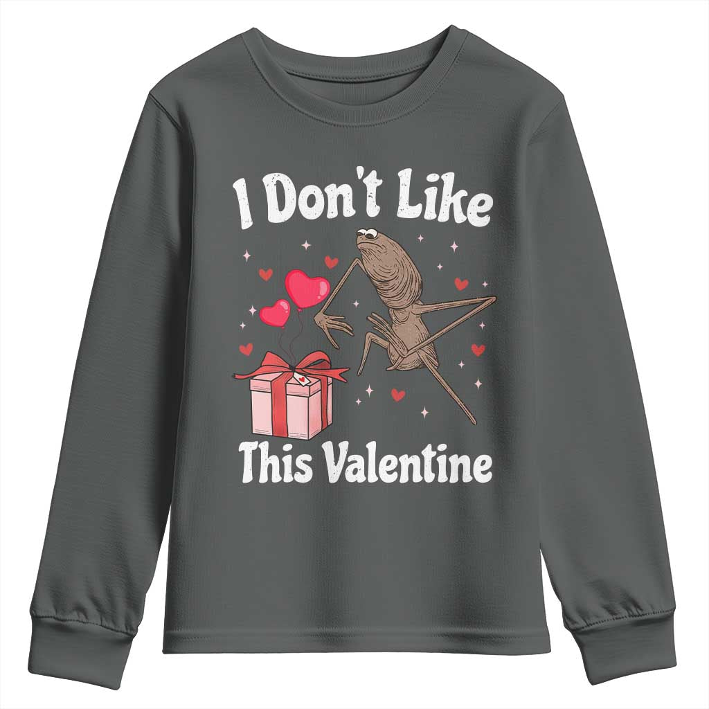 Marcus The Worm Meme Youth Sweatshirt Funny Anti Valentines Day Sarcastic TS14 Dark Heather Print Your Wear