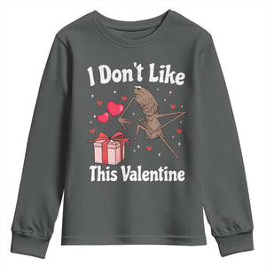 Marcus The Worm Meme Youth Sweatshirt Funny Anti Valentines Day Sarcastic TS14 Dark Heather Print Your Wear