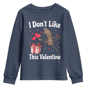 Marcus The Worm Meme Youth Sweatshirt Funny Anti Valentines Day Sarcastic TS14 Navy Print Your Wear
