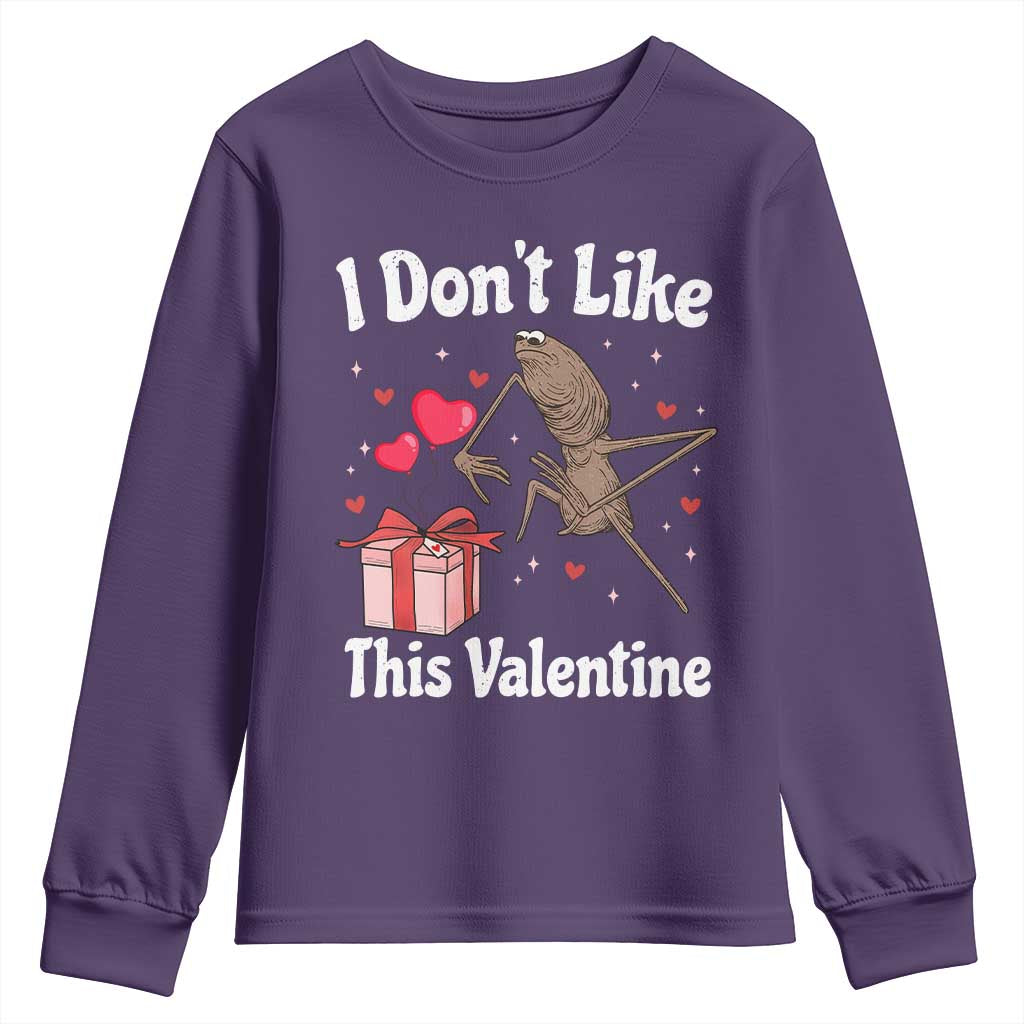 Marcus The Worm Meme Youth Sweatshirt Funny Anti Valentines Day Sarcastic TS14 Purple Print Your Wear