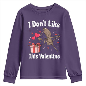 Marcus The Worm Meme Youth Sweatshirt Funny Anti Valentines Day Sarcastic TS14 Purple Print Your Wear