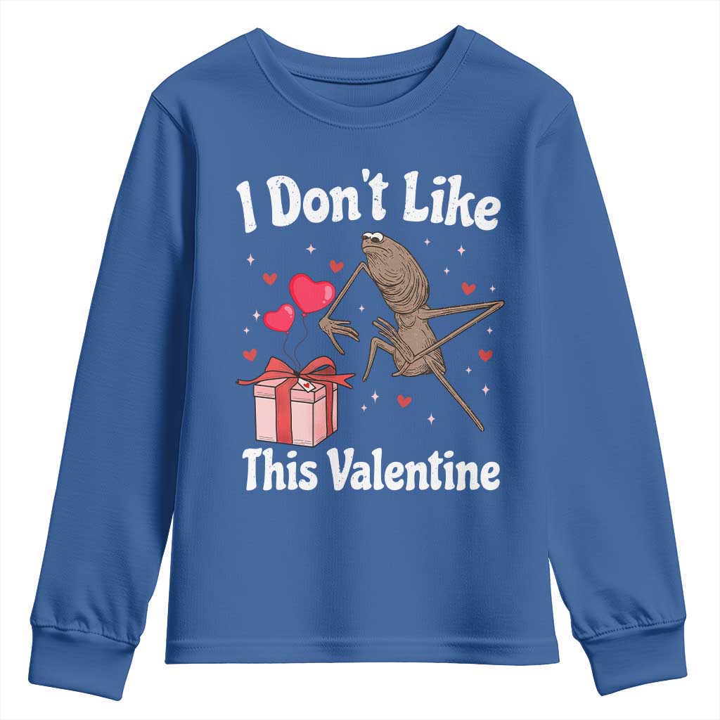 Marcus The Worm Meme Youth Sweatshirt Funny Anti Valentines Day Sarcastic TS14 Royal Blue Print Your Wear