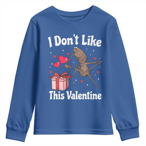 Marcus The Worm Meme Youth Sweatshirt Funny Anti Valentines Day Sarcastic TS14 Royal Blue Print Your Wear