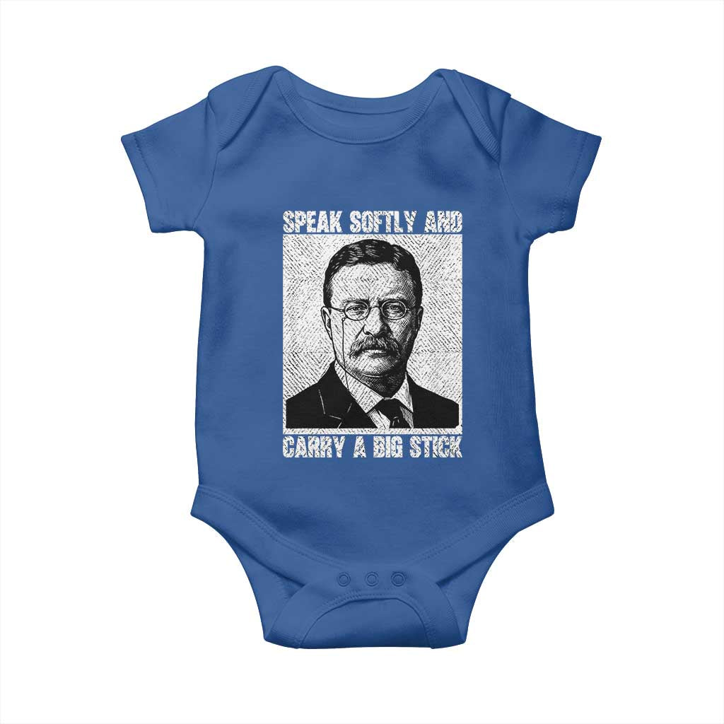 Theodore Roosevelt Quote Baby Onesie Speak Softly and Carry A Big Stick TS14 Royal Blue Print Your Wear