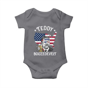 Teddy Boozedevelt Theodore Roosevelt Baby Onesie 4th Of July American Flag TS14 Charcoal Print Your Wear