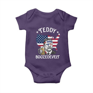 Teddy Boozedevelt Theodore Roosevelt Baby Onesie 4th Of July American Flag TS14 Purple Print Your Wear
