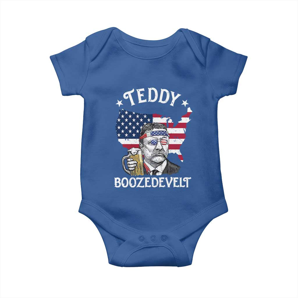 Teddy Boozedevelt Theodore Roosevelt Baby Onesie 4th Of July American Flag TS14 Royal Blue Print Your Wear
