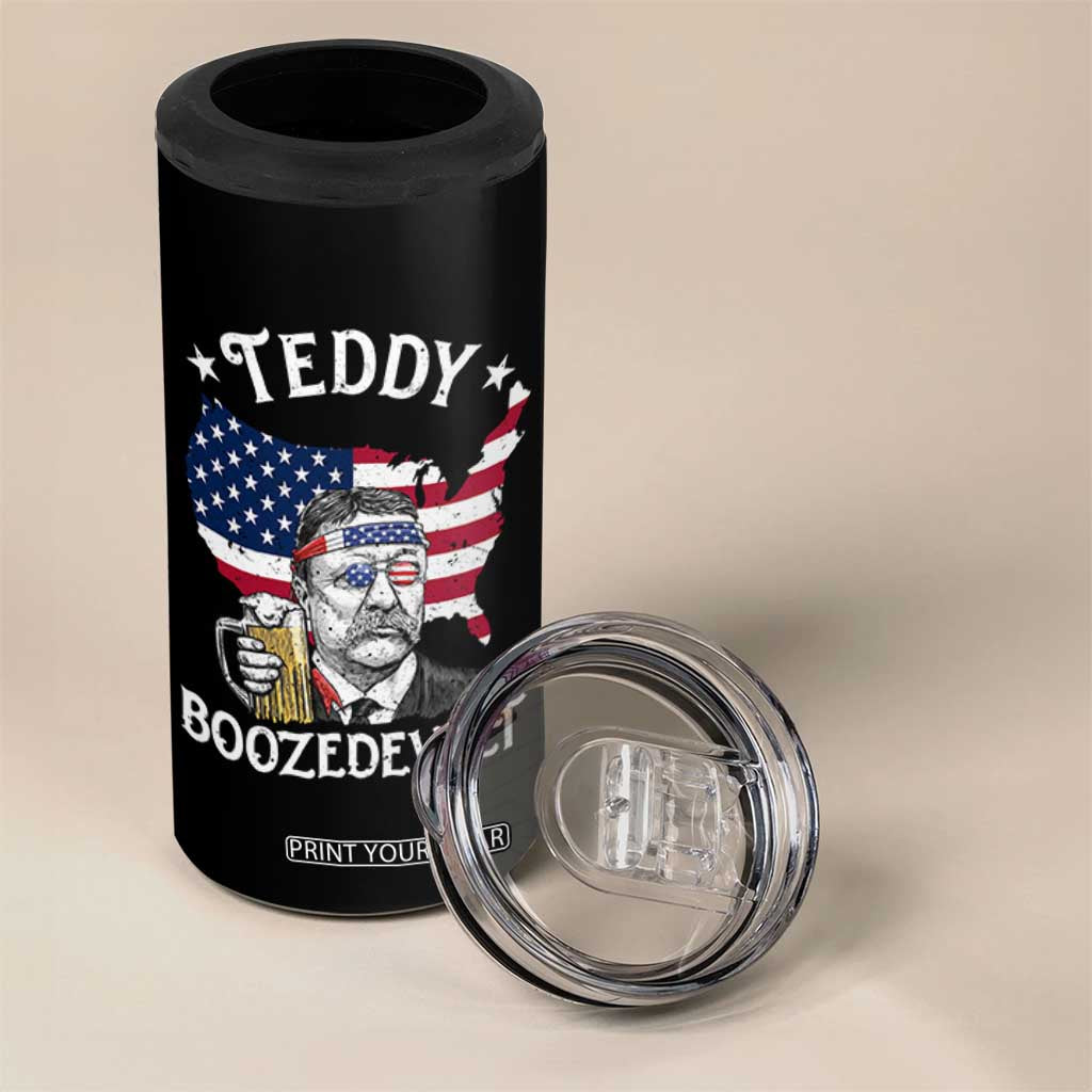 Teddy Boozedevelt Theodore Roosevelt 4 in 1 Can Cooler Tumbler 4th Of July American Flag TS14 Print Your Wear