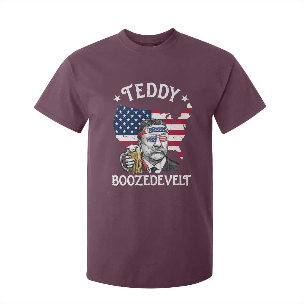 Teddy Boozedevelt Theodore Roosevelt T Shirt For Kid 4th Of July American Flag TS14 Maroon Print Your Wear