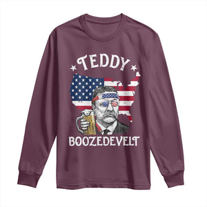 Teddy Boozedevelt Theodore Roosevelt Long Sleeve Shirt 4th Of July American Flag TS14 Maroon Print Your Wear