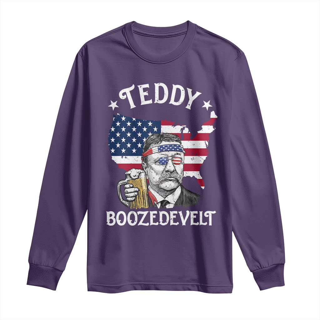 Teddy Boozedevelt Theodore Roosevelt Long Sleeve Shirt 4th Of July American Flag TS14 Purple Print Your Wear
