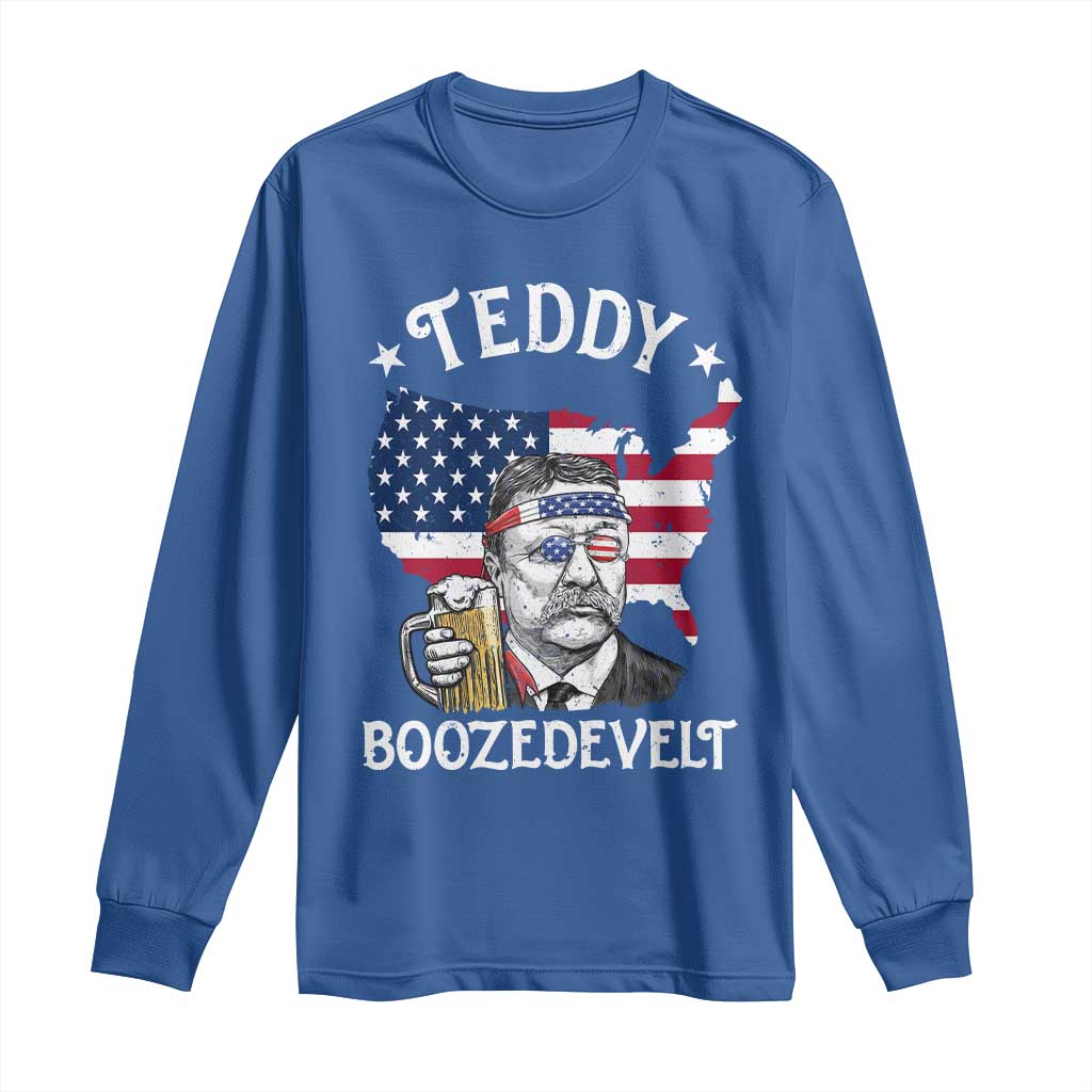Teddy Boozedevelt Theodore Roosevelt Long Sleeve Shirt 4th Of July American Flag TS14 Royal Blue Print Your Wear