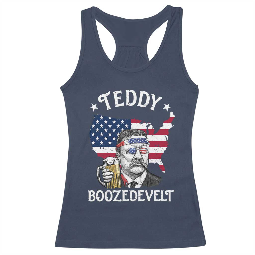 Teddy Boozedevelt Theodore Roosevelt Racerback Tank Top 4th Of July American Flag TS14 Navy Print Your Wear