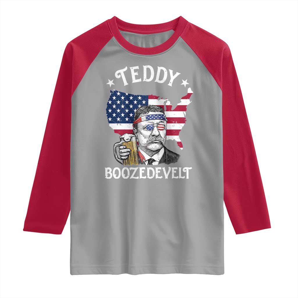Teddy Boozedevelt Theodore Roosevelt Raglan Shirt 4th Of July American Flag TS14 Sport Gray Red Print Your Wear