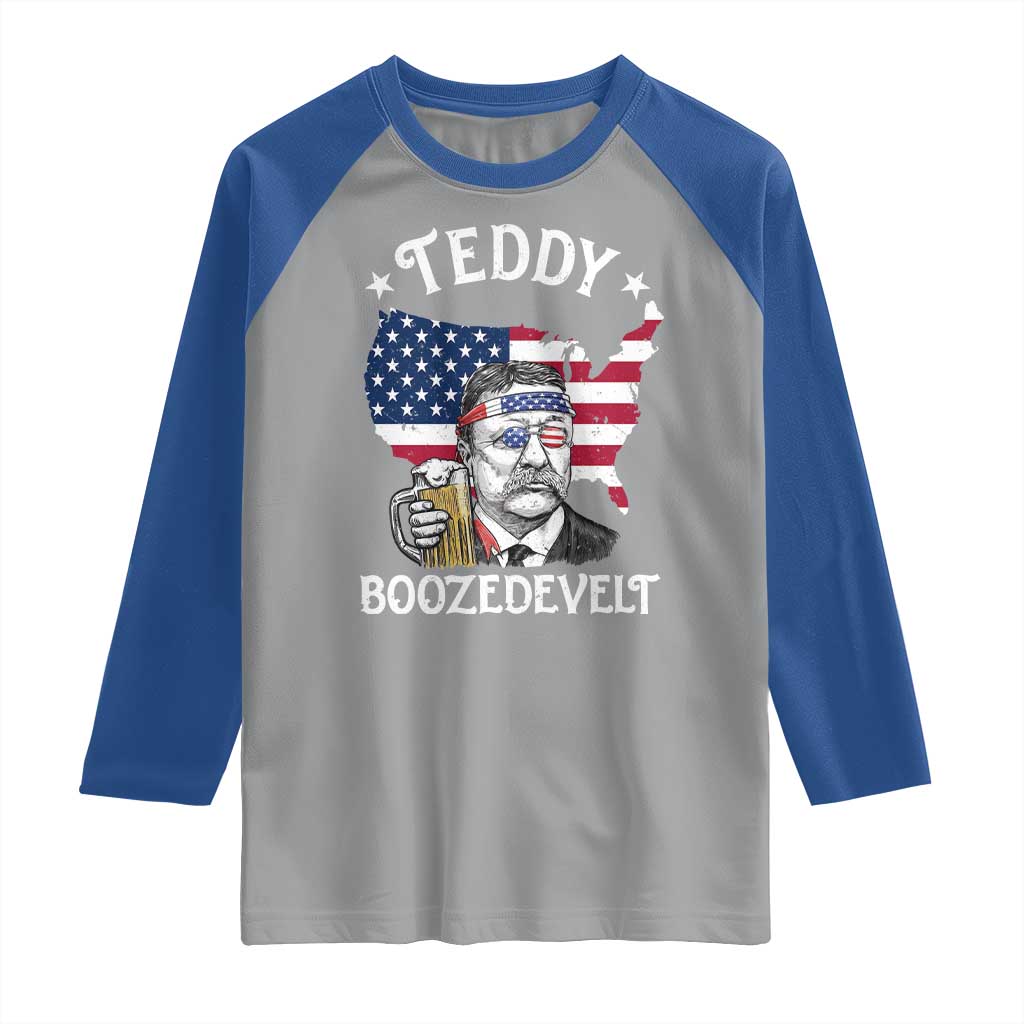 Teddy Boozedevelt Theodore Roosevelt Raglan Shirt 4th Of July American Flag TS14 Sport Gray Royal Print Your Wear
