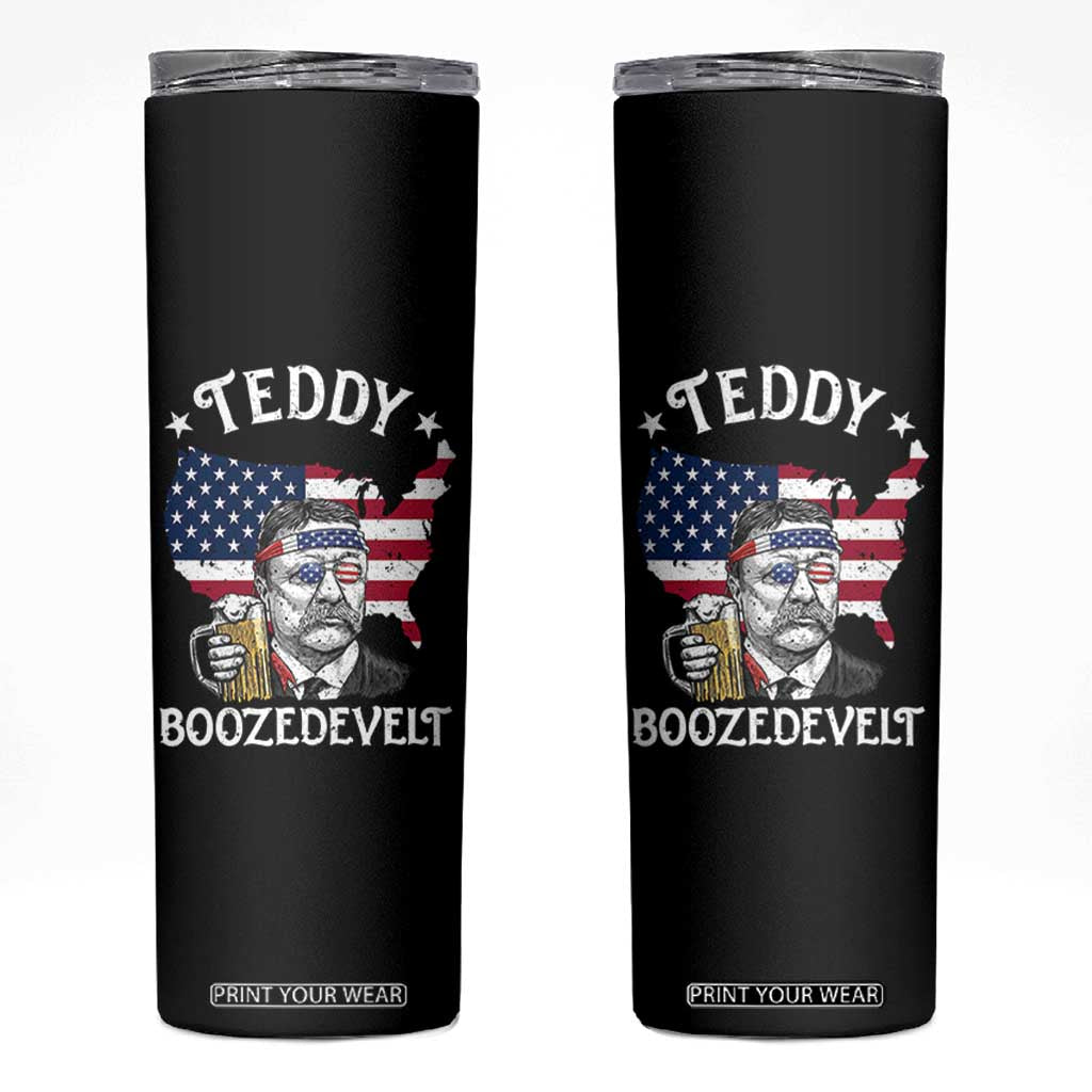 Teddy Boozedevelt Theodore Roosevelt Skinny Tumbler 4th Of July American Flag TS14 Black Print Your Wear