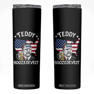 Teddy Boozedevelt Theodore Roosevelt Skinny Tumbler 4th Of July American Flag TS14 Black Print Your Wear