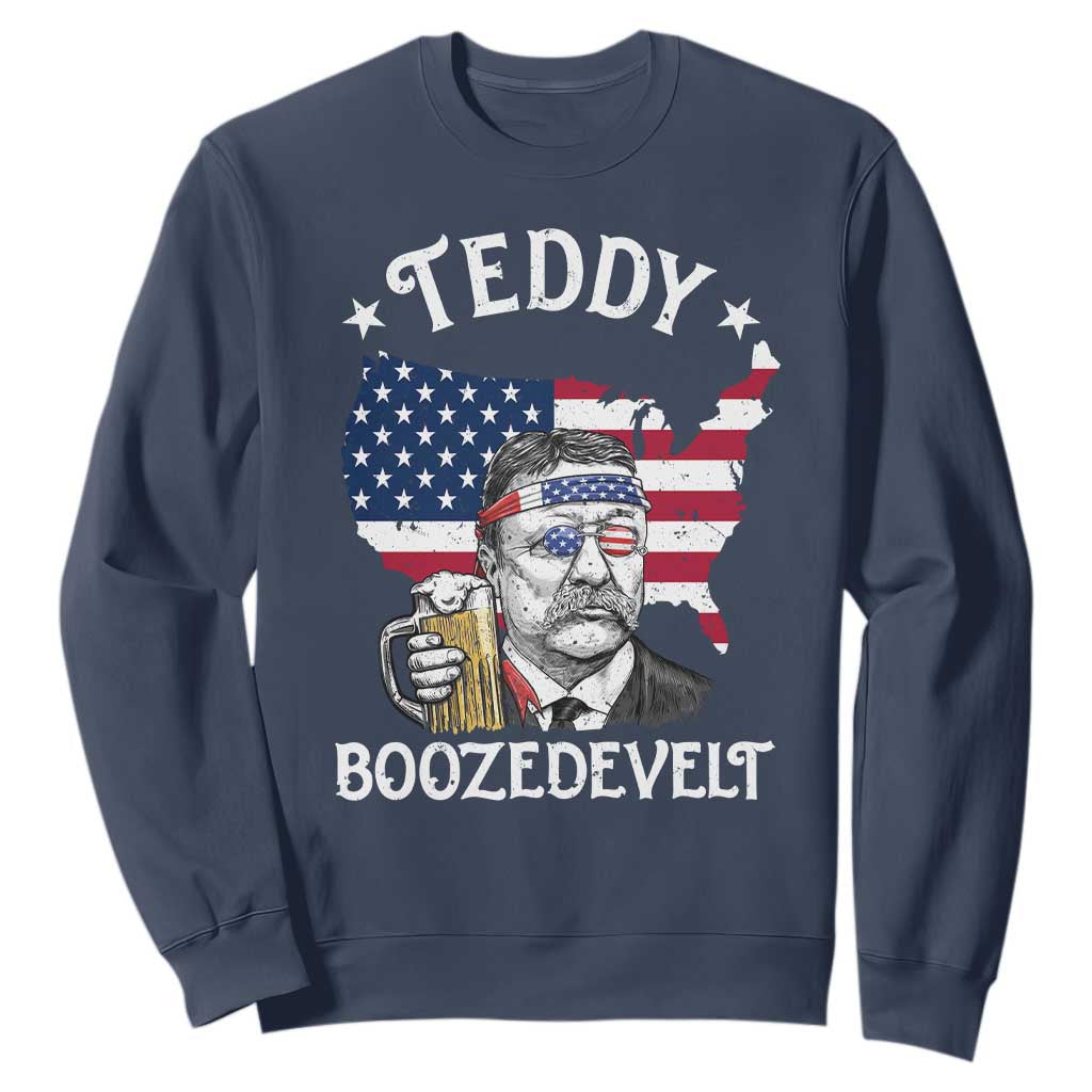 Teddy Boozedevelt Theodore Roosevelt Sweatshirt 4th Of July American Flag TS14 Navy Print Your Wear