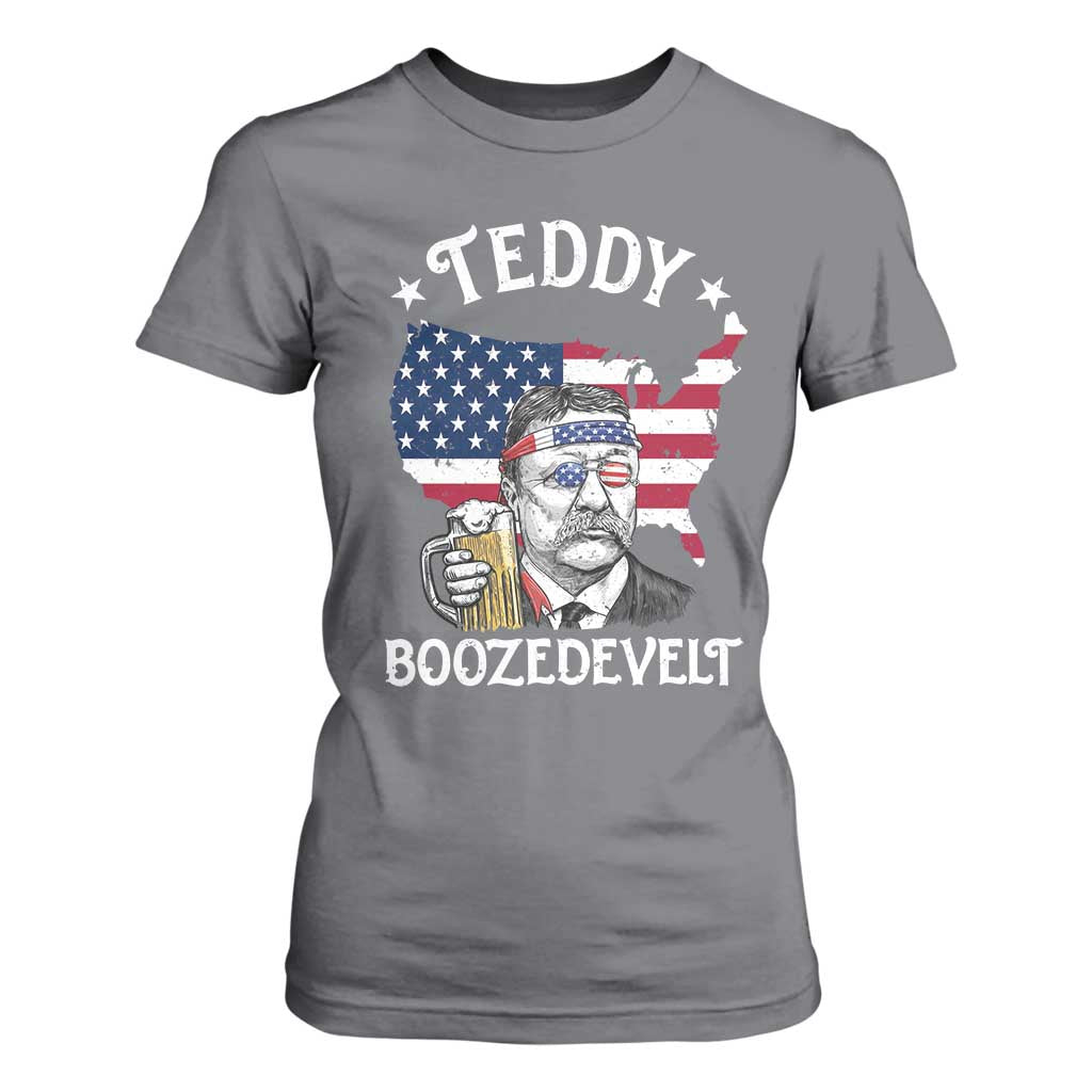 Teddy Boozedevelt Theodore Roosevelt T Shirt For Women 4th Of July American Flag TS14 Charcoal Print Your Wear