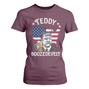 Teddy Boozedevelt Theodore Roosevelt T Shirt For Women 4th Of July American Flag TS14 Maroon Print Your Wear