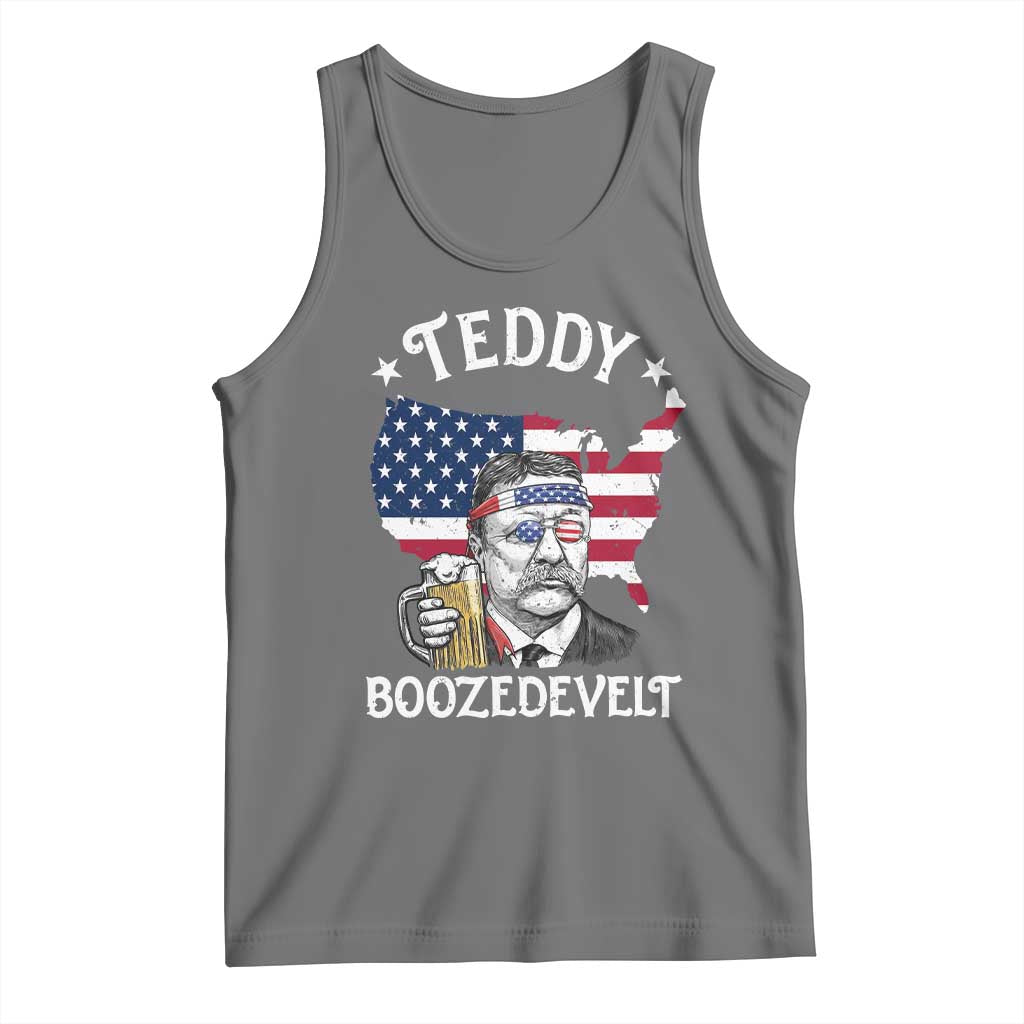 Teddy Boozedevelt Theodore Roosevelt Tank Top 4th Of July American Flag TS14 Black Heather Print Your Wear
