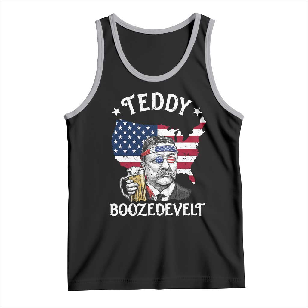 Teddy Boozedevelt Theodore Roosevelt Tank Top 4th Of July American Flag TS14 Black Athletic Heather Print Your Wear