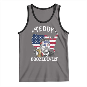 Teddy Boozedevelt Theodore Roosevelt Tank Top 4th Of July American Flag TS14 Deep Heather Black Print Your Wear