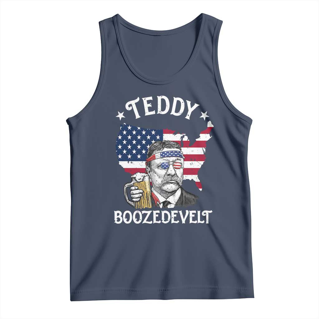 Teddy Boozedevelt Theodore Roosevelt Tank Top 4th Of July American Flag TS14 Navy Print Your Wear
