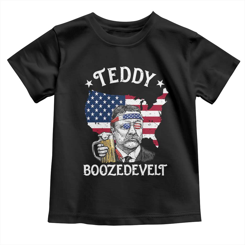 Teddy Boozedevelt Theodore Roosevelt Toddler T Shirt 4th Of July American Flag TS14 Black Print Your Wear