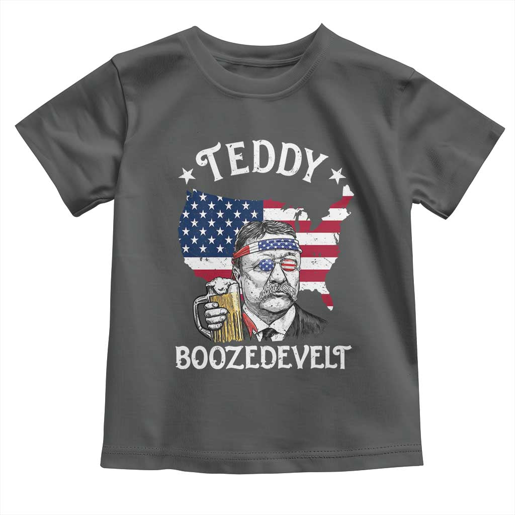 Teddy Boozedevelt Theodore Roosevelt Toddler T Shirt 4th Of July American Flag TS14 Dark Heather Print Your Wear