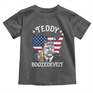 Teddy Boozedevelt Theodore Roosevelt Toddler T Shirt 4th Of July American Flag TS14 Dark Heather Print Your Wear