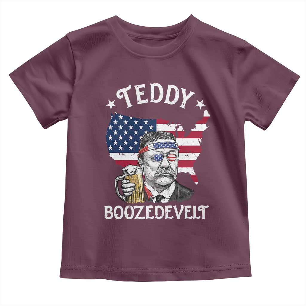Teddy Boozedevelt Theodore Roosevelt Toddler T Shirt 4th Of July American Flag TS14 Maroon Print Your Wear
