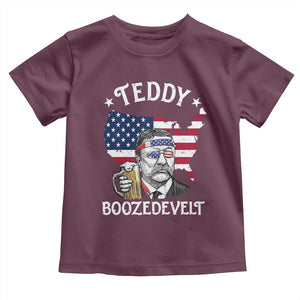 Teddy Boozedevelt Theodore Roosevelt Toddler T Shirt 4th Of July American Flag TS14 Maroon Print Your Wear