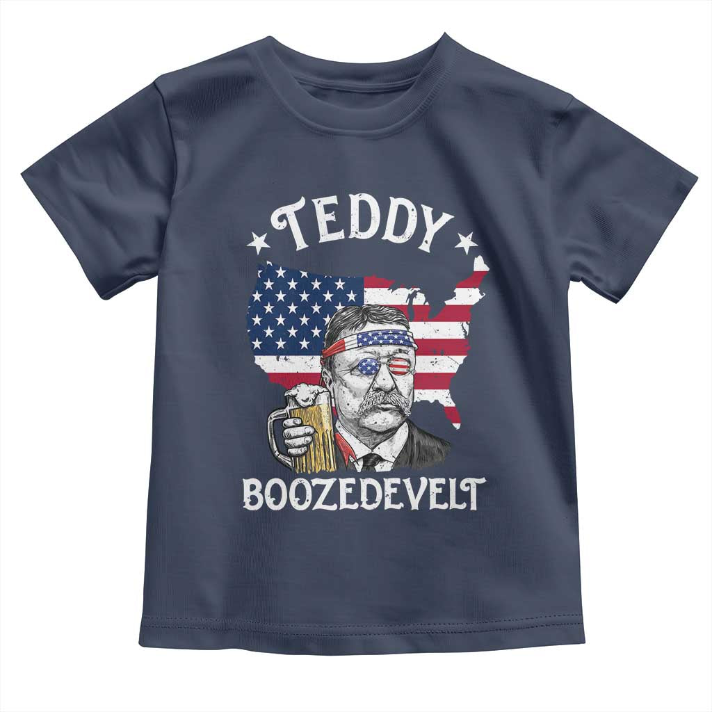 Teddy Boozedevelt Theodore Roosevelt Toddler T Shirt 4th Of July American Flag TS14 Navy Print Your Wear
