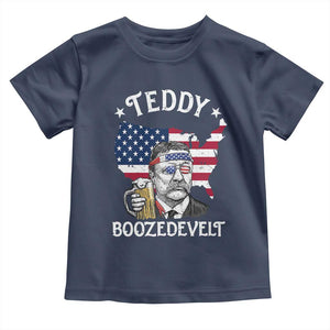 Teddy Boozedevelt Theodore Roosevelt Toddler T Shirt 4th Of July American Flag TS14 Navy Print Your Wear