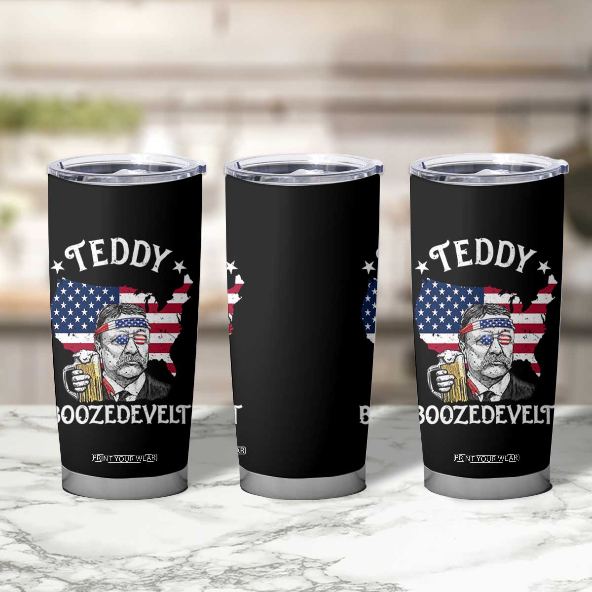 Teddy Boozedevelt Theodore Roosevelt Tumbler Cup 4th Of July American Flag TS14 Print Your Wear