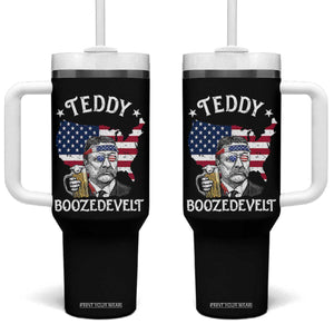 Teddy Boozedevelt Theodore Roosevelt Tumbler With Handle 4th Of July American Flag TS14 One Size: 40 oz Black Print Your Wear