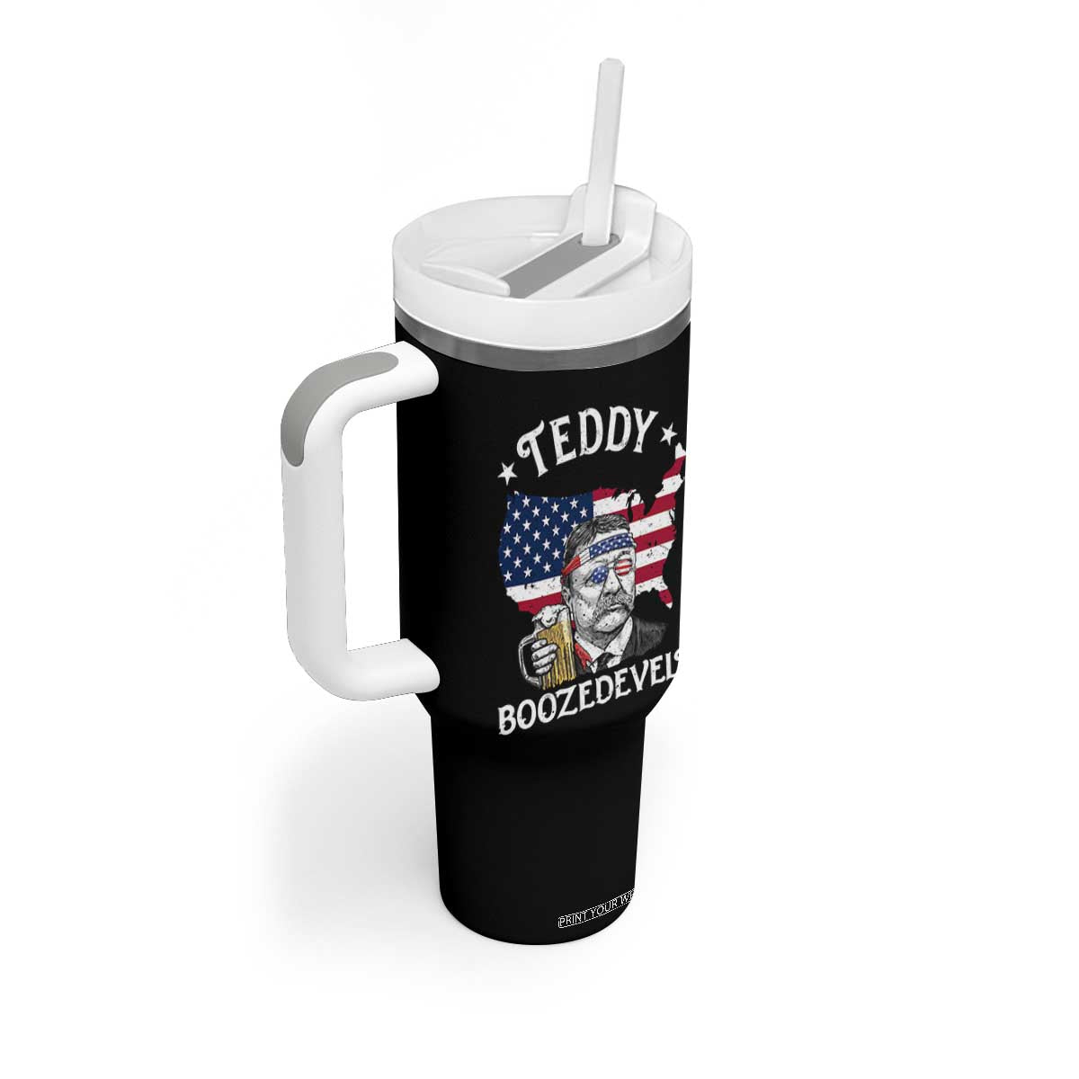 Teddy Boozedevelt Theodore Roosevelt Tumbler With Handle 4th Of July American Flag TS14 Print Your Wear
