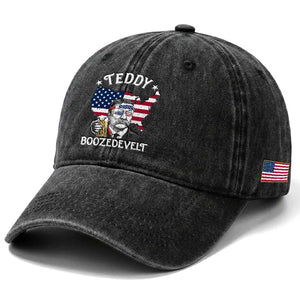Teddy Boozedevelt Theodore Roosevelt Washed Cotton Baseball Cap 4th Of July American Flag TS14 Print Your Wear